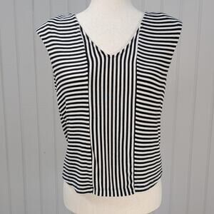 Evereve Laney Mixed Stripe Black White Structured Shoulder Tank Top Size Small